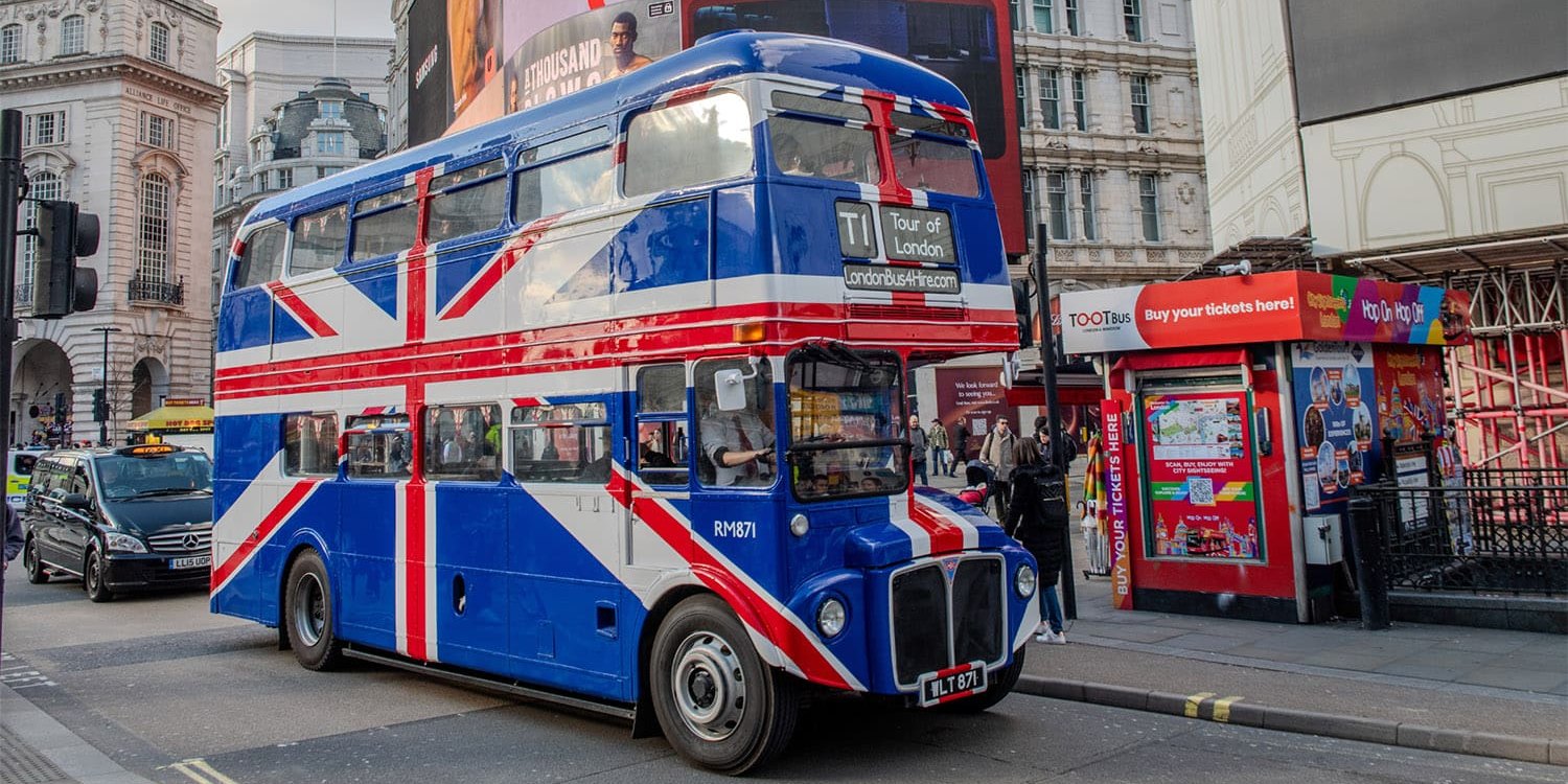 Union Jack Routemaster in Piccadilly Circus